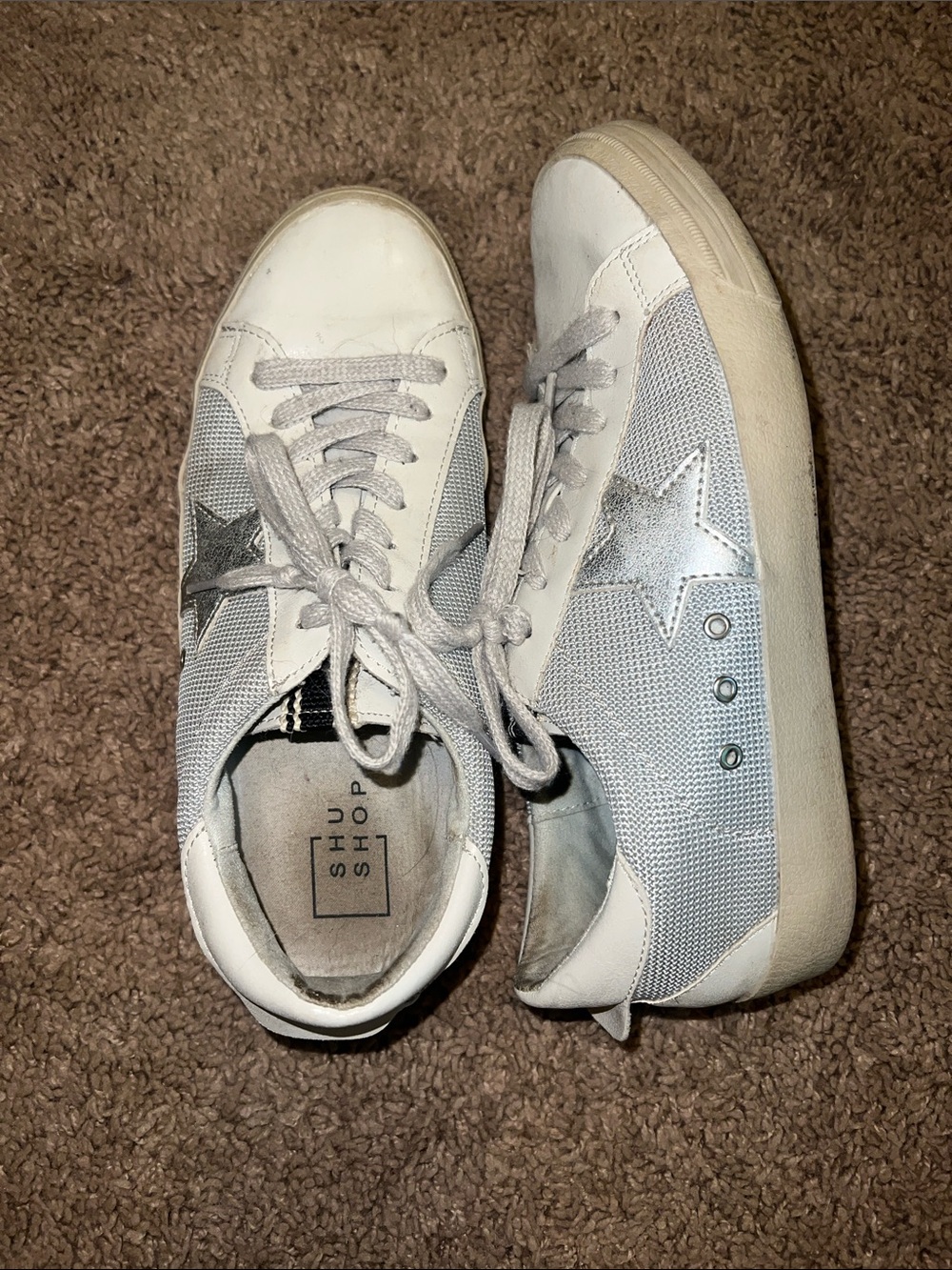 Women's White & Silver Star Sneakers